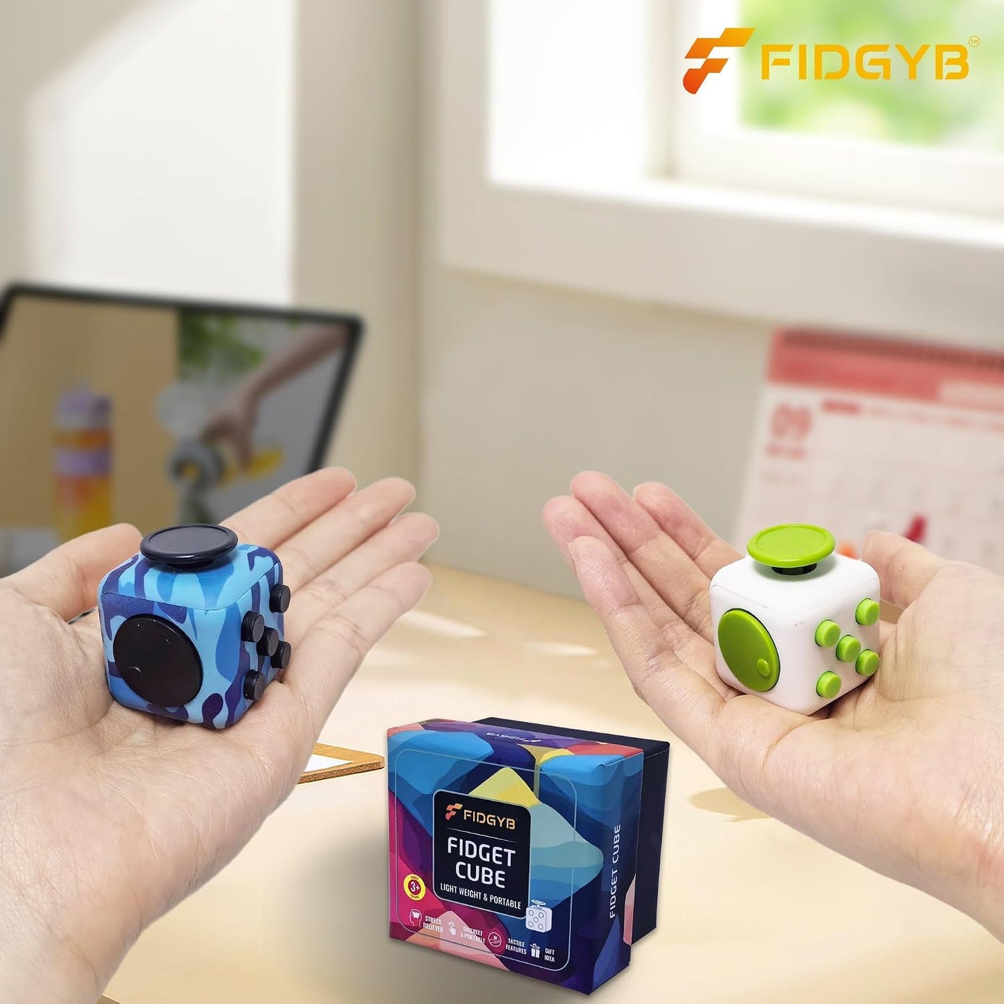 Cube Fidget Stress Relief Toy for Adults & Kids, Smooth, Quiet Sensory Toy for Anxiety, Focus & ADHD Idea[Black_Red]