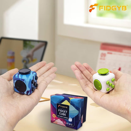 Cube Fidget Stress Relief Toy for Adults & Kids, Smooth, Quiet Sensory Toy for Anxiety, Focus & ADHD Idea[Black_Red]