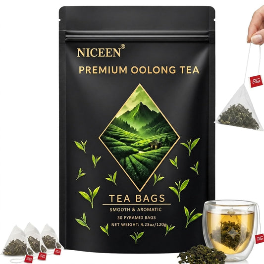 Niceen Oolong Tea Bags, 4g*30 Tea Bags, Selected Whole Leaf Oolong Tea, Smooth Aroma, Low Astringency, Daily Tea Ritual, Hot and Cold Brew, Vegan, Non-GMO (30 Pcs 1 Bags)