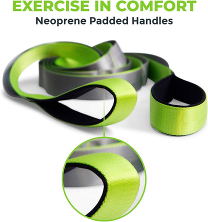 Gradient Fitness Stretching Strap for Physical Therapy, 12 Multi-Loop Stretch Strap 1.5" W x 8' L, Neoprene Handles, Physical Therapy Equipment, Yoga Straps for Stretching, Leg Stretcher.