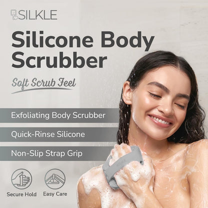SILKLE Silicone Body Scrubber Exfoliator, Shower Scrubber & Silicone Loofah