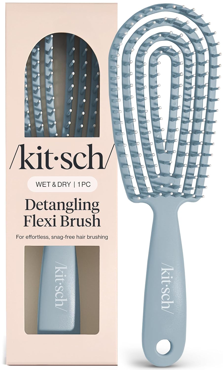 Kitsch Hair Brush Detangler – Flexi Flow Hair Brush for Women, Men & Kids | Detangling Brushes for Curly Hair with Bendable Frame, Bounce Curl Defining Brush for Wet or Dry Strands - Soft Violet