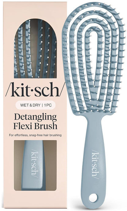 Kitsch Hair Brush Detangler – Flexi Flow Hair Brush for Women, Men & Kids | Detangling Brushes for Curly Hair with Bendable Frame, Bounce Curl Defining Brush for Wet or Dry Strands - Soft Violet