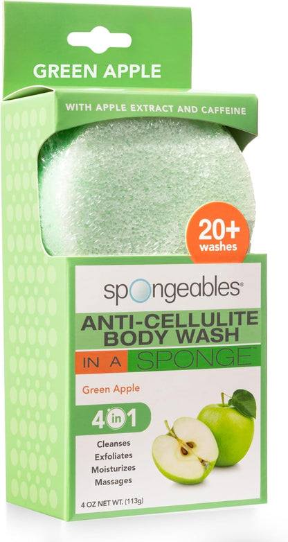 Spongeables Anti Cellulite Body Wash in a 20+ Wash Sponge, Citrus, 3 Count