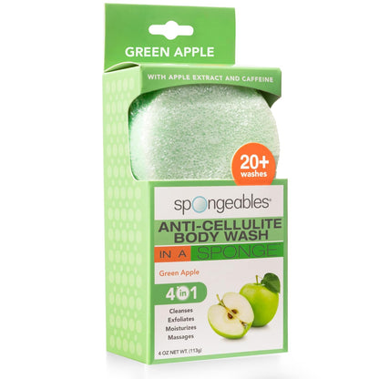 Spongeables Anti-Cellulite Body Wash in a Sponge, Moisturizer and Exfoliator, 20+ Washes