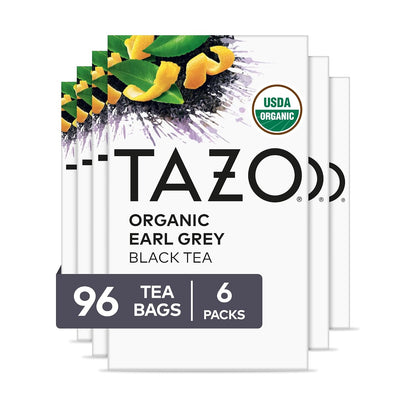 TAZO Earl Grey Organic Black Tea with Bergamot Flavor, High Caffeine Premium Tea for Morning and Afternoon Pick-Me-Up, 16 Count Pack of 6 (96 Total Tea Bags)