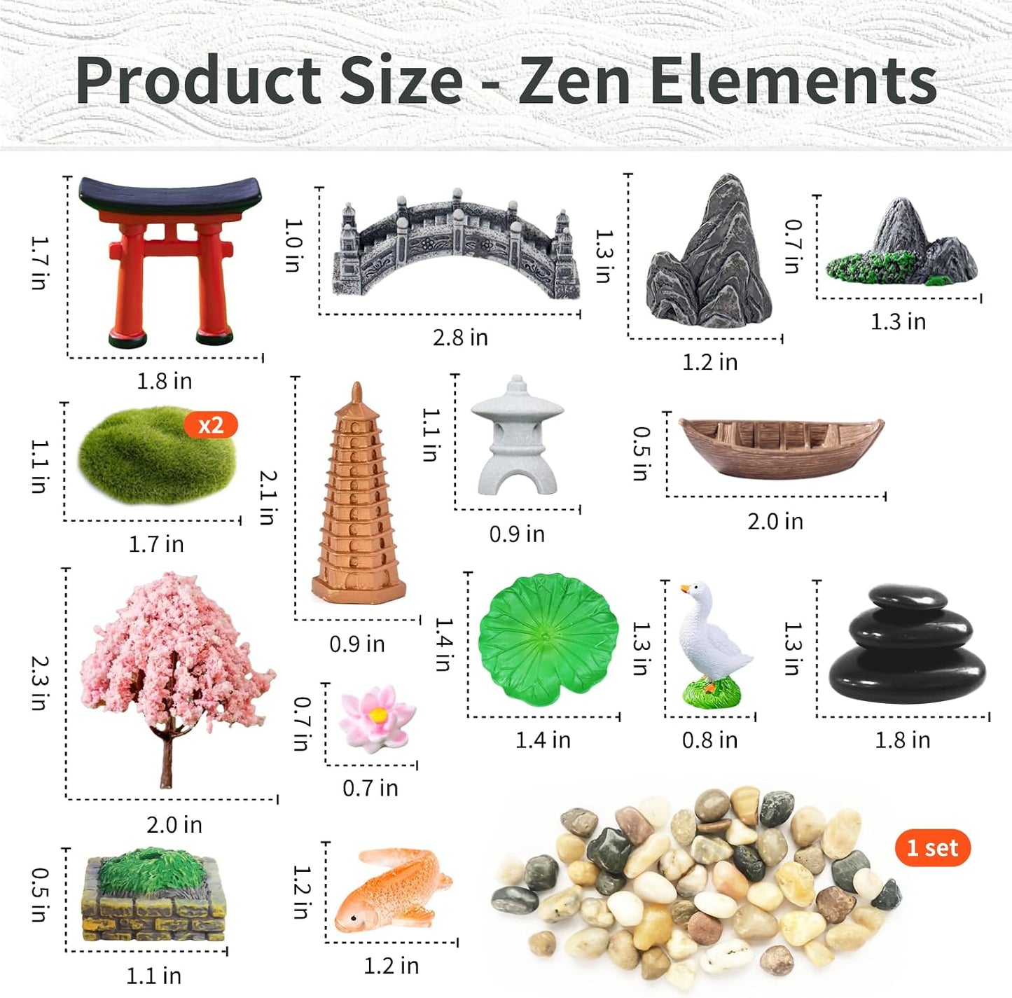 Mini Zen Garden Kit for Desk 11.8x7.8'' Japanese Home Decor Zen Sand Garden | Includes Rake, Rocks and Figures, Meditation Gifts Set for Home,Office Desk＆Meditation Room, Zen Sand Tray Therapy