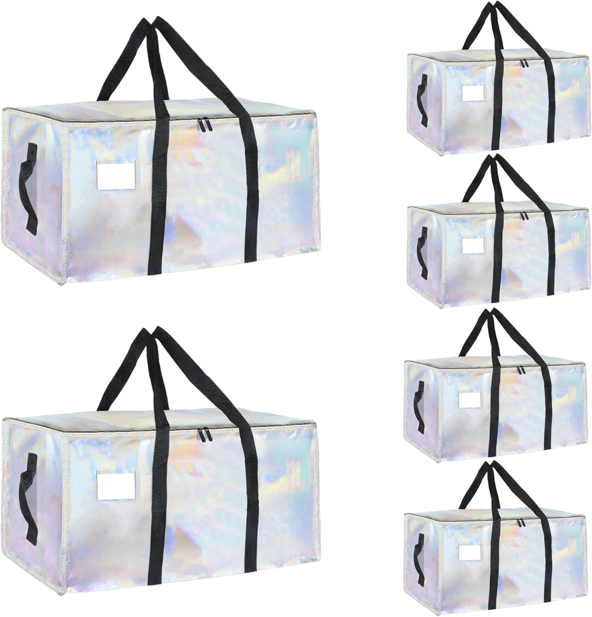Moving Bags Extra Large - Heavy Duty Storage Totes with Wrap-Around Handles & Reinforced Zippers - Foldable Moving Box Alternative, Water-Resistant for Dorm, Closet & Under Bed Storage (Clear)