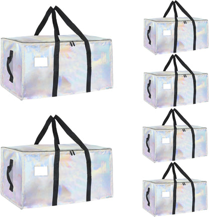 Moving Bags Extra Large - Heavy Duty Storage Totes with Wrap-Around Handles & Reinforced Zippers - Foldable Moving Box Alternative, Water-Resistant for Dorm, Closet & Under Bed Storage (Clear)