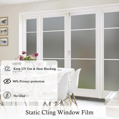 Coavas Blackout Window Film, 100% Light Blocking Privacy Window Film, No Glue Static Cling, Heat & UV Blocking, Removable Room Darkening Window Cover, Renter Friendly for Bedroom, 17.5x78.7Inch,Black