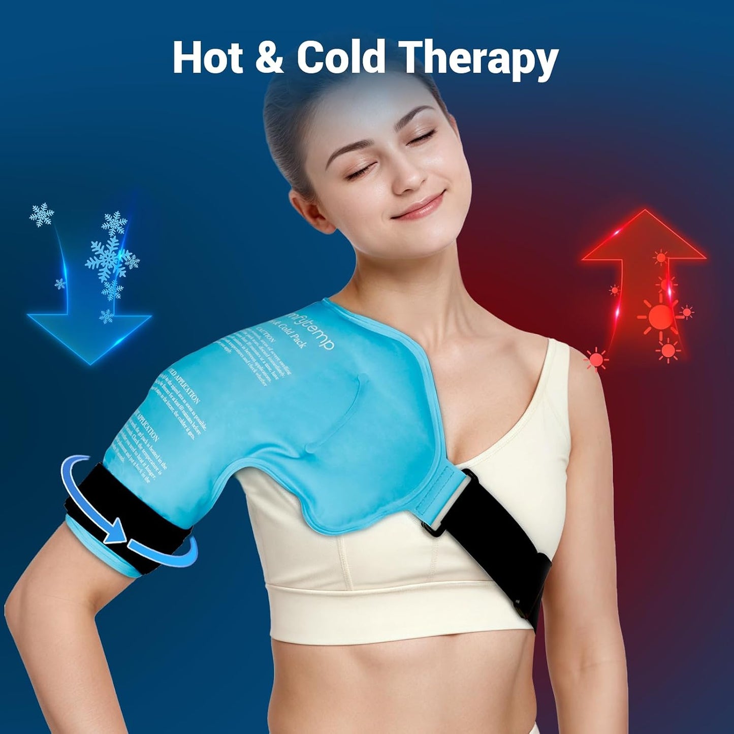 Comfytemp Shoulder Ice Pack Rotator Cuff Cold Therapy Wrap, FSA Eligible HSA, Gel Packs for Injuries Reusable Hot Cold Compress Shoulder Brace for Pain Relief, Men Women Recovery Item (Large/X-Large)