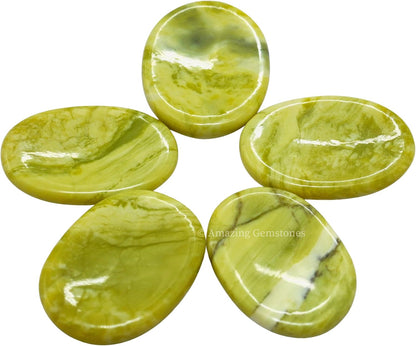 Amazing Gemstone Labradorite Thumb Worry Stone, Anxiety Stone, Healing Crystals - Piedra Crystal Fidget for Gift, Meditation, Calming, Relaxation, Stress Relief - Colors C