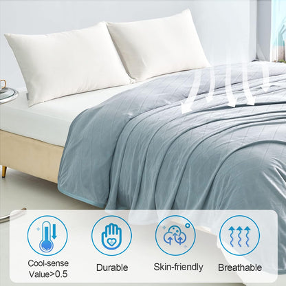 Ailemei Direct Cooling Throw Blanket for Hot Sleepers,Double Sided Cold Effect, Lightweight Breathable Summer Bed Blanket for Couch, Transfer Heat to Keep Body Cool Night Sweats,50"x70"
