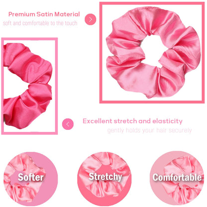 IVARYSS Satin Scrunchies for Women, Soft Than Silk for Hair, Fashion Ties and Bands for Thin | Thick Hair Styling, 16 Pack (Neutral Color)