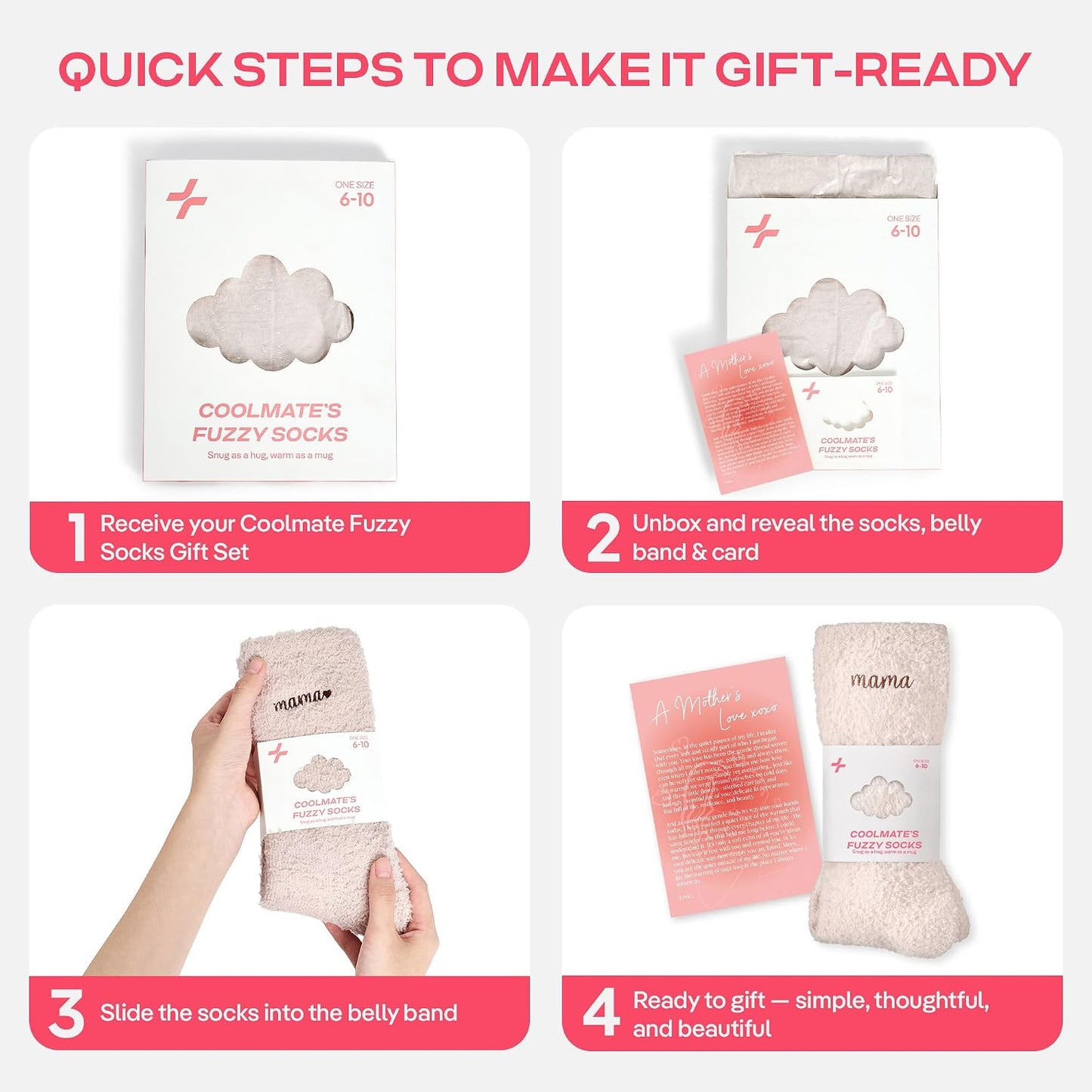 COOLMATE Fuzzy Socks for Women Gift Box – Cozy Soft Cloud Socks for Spa Home, Mother’s Day Gifts for Mom Grandma