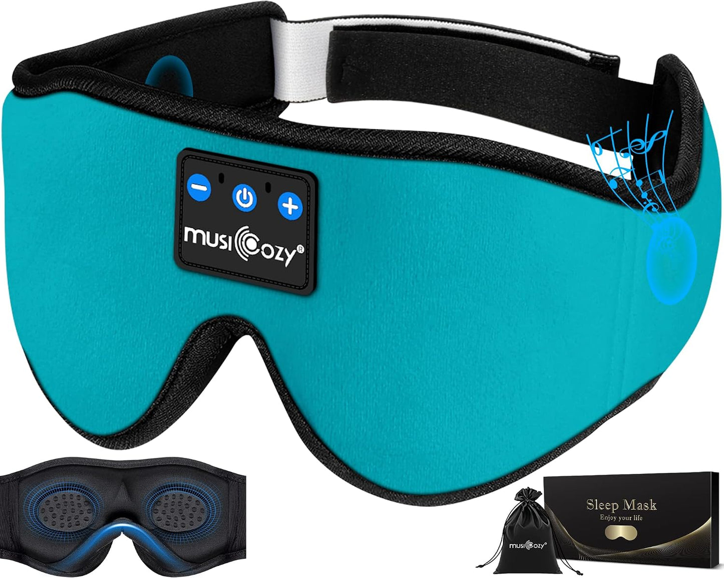 MUSICOZY Sleep Headphones, Bluetooth 5.4 Sleep Mask Headband Headphones Sleeping Eye Mask, Wireless Music Earbuds Earphones with HD Stereo Speakers for Side Sleepers, Cool Gadgets Unique Gift