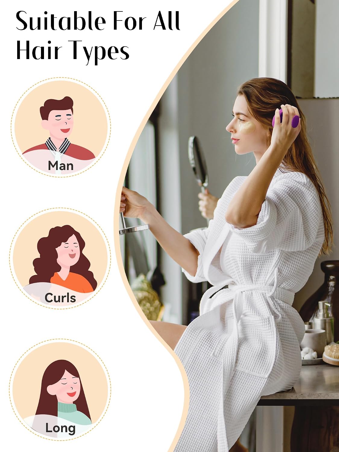 HEETA Hair Scalp Massager for Hair Growth, Shampoo Brush, Scalp Scrubber Exfoliator with Soft Silicone Bristles for Dandruff Removal to Relieve Stress, Wet Dry Use Updated Material, Beige