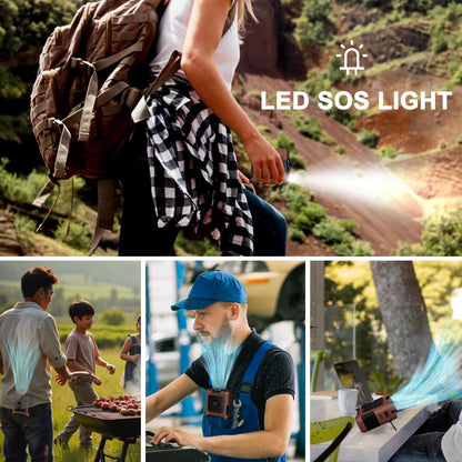 AINFTIME 2025 Portable Waist Clip Body Fan 10000mAh Personal Wearable 8-40H Powerful Outdoor (10000mAH / Green)