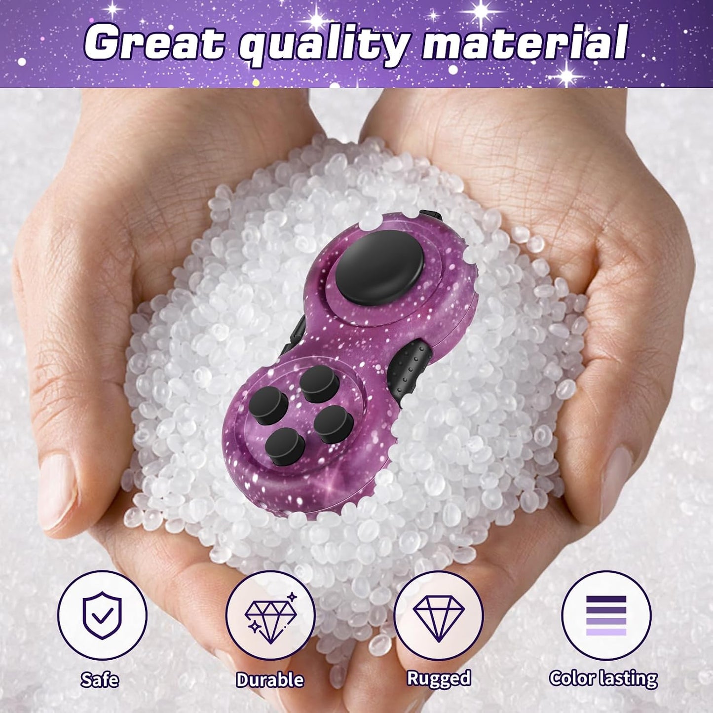 Original Fidget Toy Game, Rubberized Classical Controller Fidget Concentration Toy with 8-Fidget Functions and Lanyard - Excellent for Relieving Stress and Anxiety