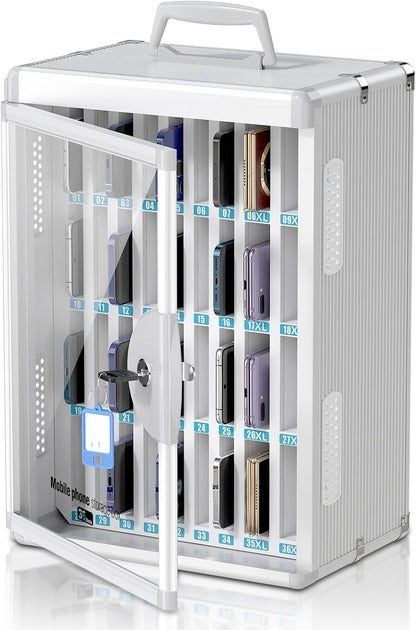 36 Slots Cell Phone Locker for Classroom, Portable Mobile Phone Storage Box with 【2 Different Size Slots】, Phone Lock Box Wall Mounted (Black)
