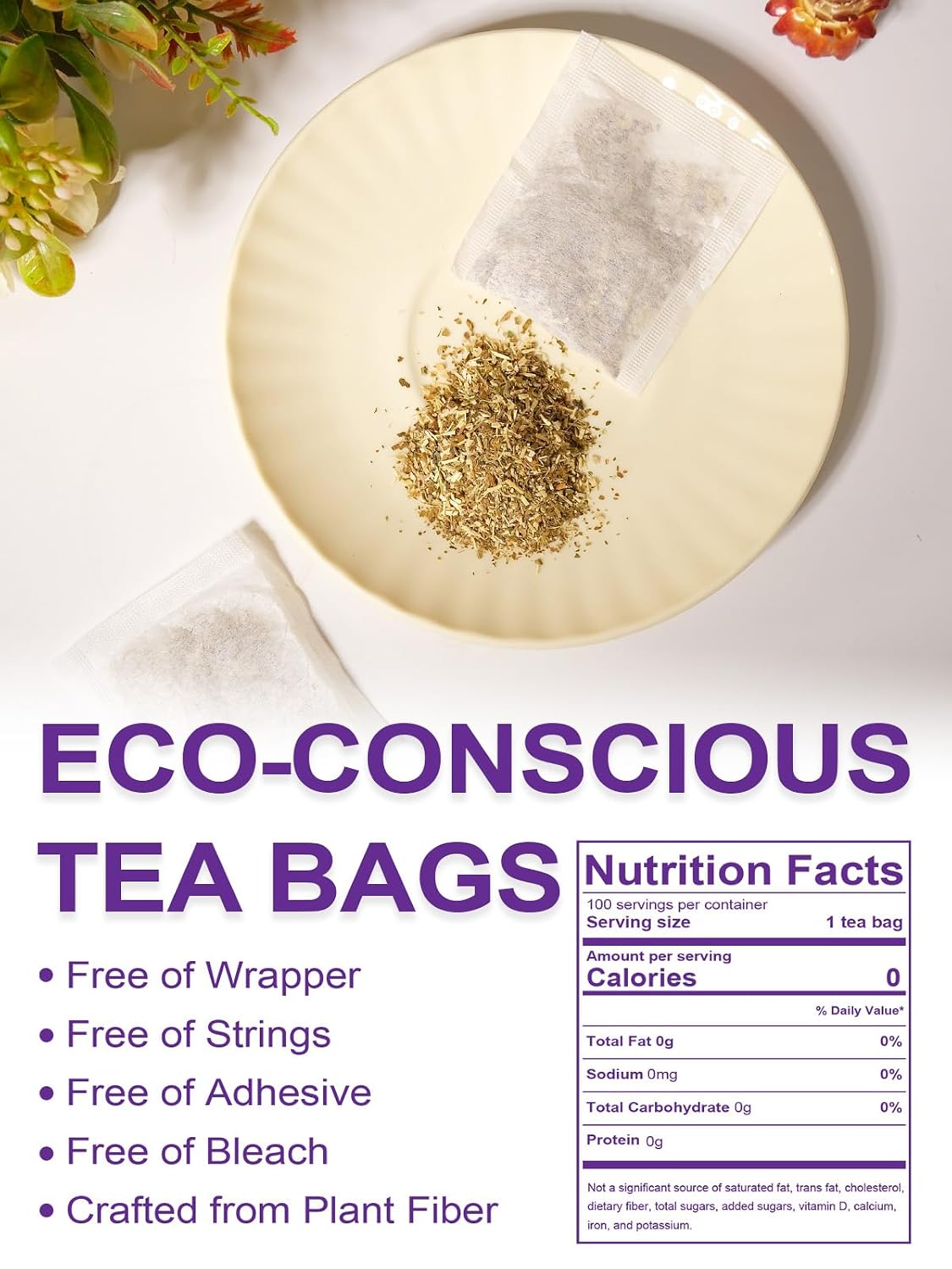 TeeLux Passionflower Tea Bags, Smooth & Mellow, Caffeine Free, 100 ct