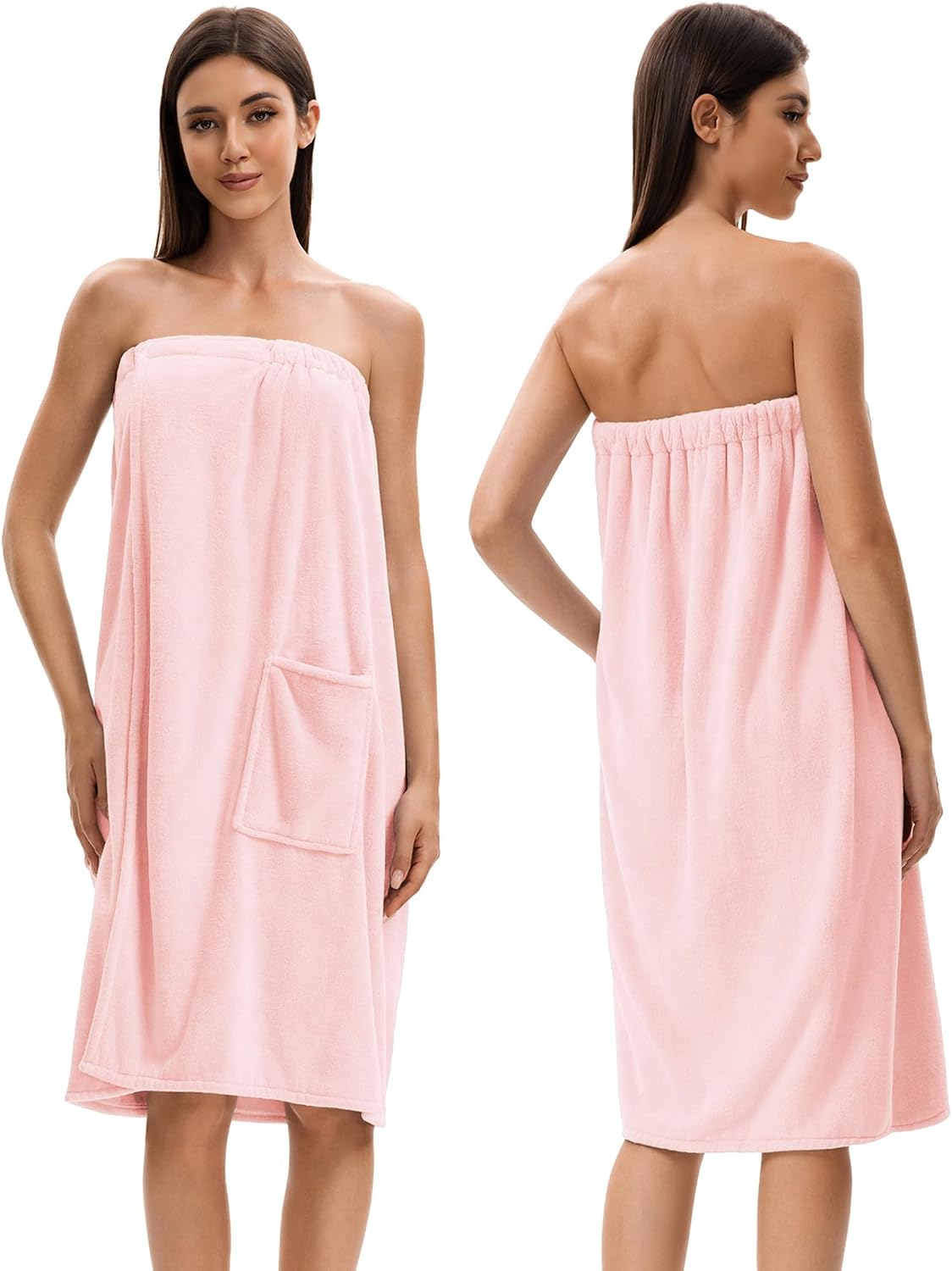 Towel Wrap For Women After Shower，Plush Bath Robe Female，Sauna Spa Wrap Around Towels With Pockets