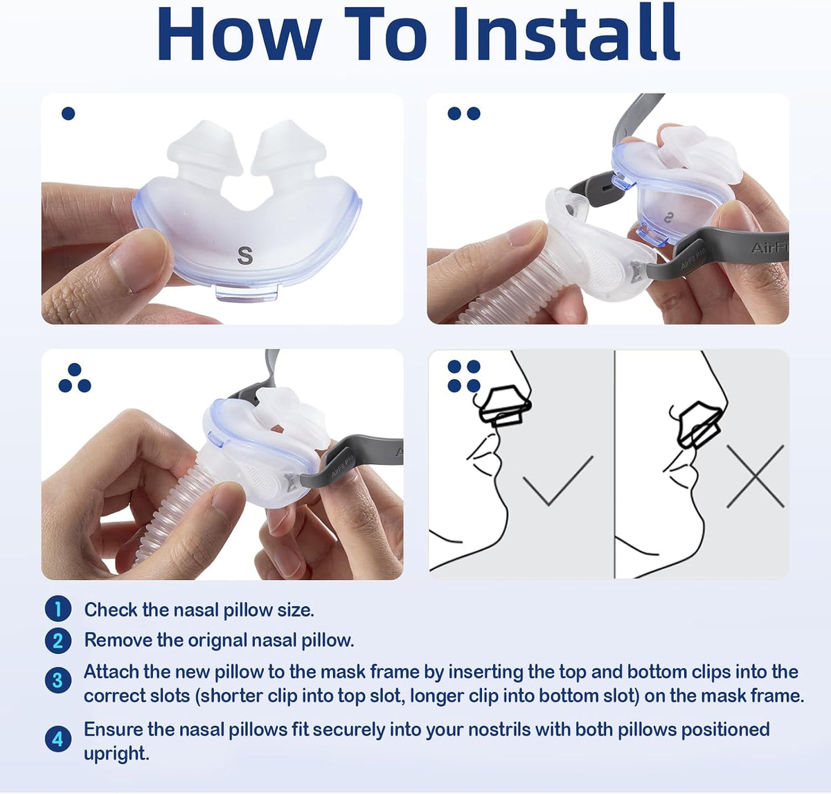 Replacement Nasal Pillow Cushion for ResMed AirFit P10, Compatible with Original Airfit P10 Frame, Reliable Seal & Soft Replacement Silicone CPAP Mask Cushion, 2-Pack, Large