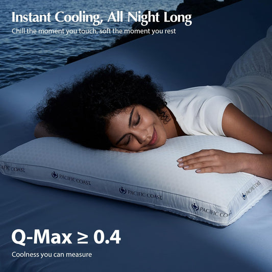 Pacific Coast ArcticLayer Adjustable Cooling Pillows, Standard Size 2 Pack, Hotel Pillows for Hot Sleepers, Oeko-TEX Certified, Removable Pads with Snap Buttons, Breathable Support for Night Sweats