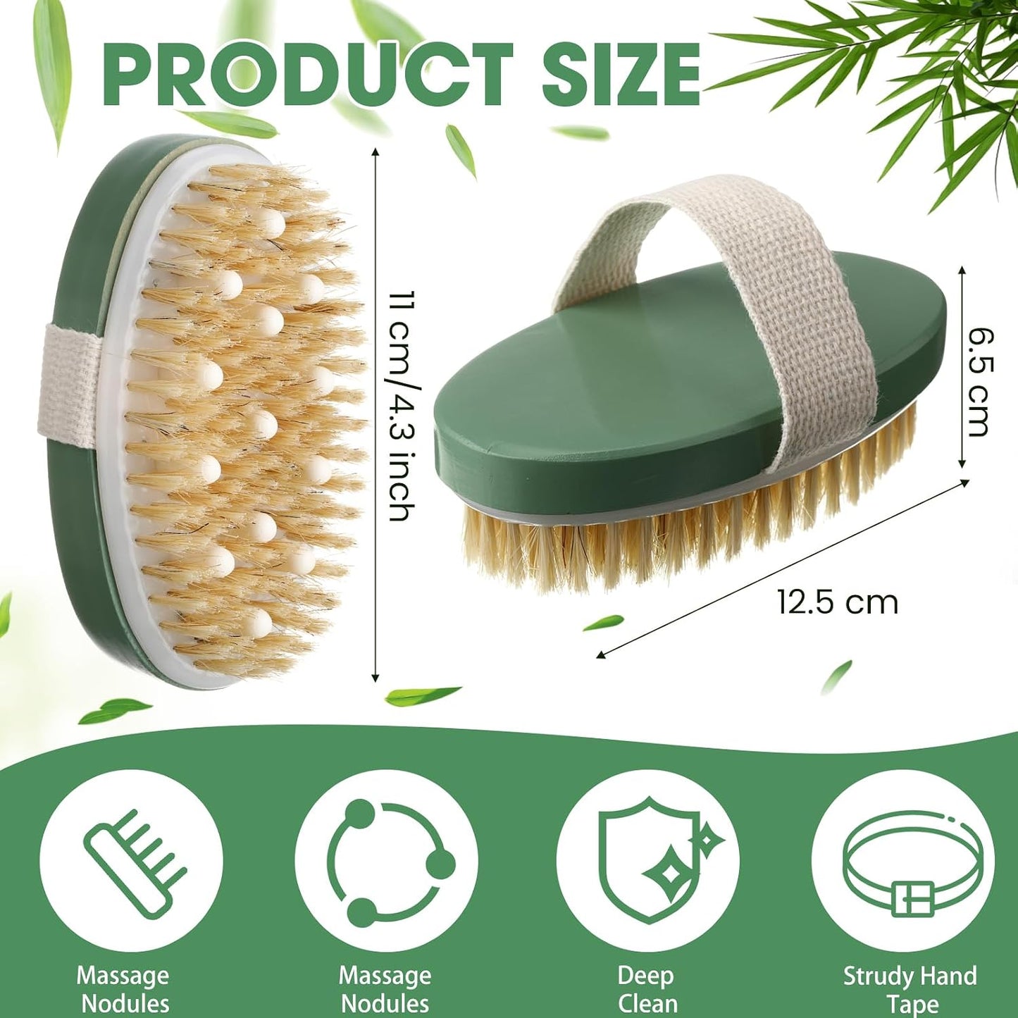 Gejoy 10 Pcs Dry Brushing Body Brush for Lymphatic Drainage Exfoliating Brush with Massage Nodule Dry Skin Body Scrubber Cellulite Shower Circulation Dead Exfoliator (4.92 x 2.56 Inches,Wood Color)