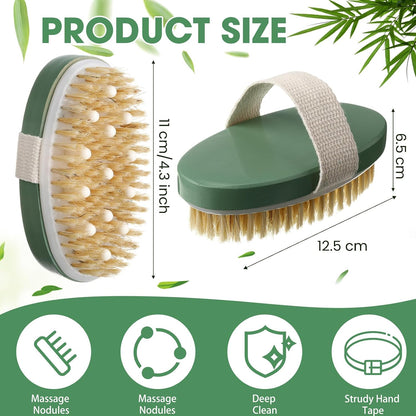 Gejoy 10 Pcs Dry Brushing Body Brush for Lymphatic Drainage Exfoliating Brush with Massage Nodule Dry Skin Body Scrubber Cellulite Shower Circulation Dead Exfoliator (4.92 x 2.56 Inches,Wood Color)