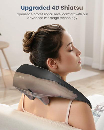 COMFIER Cordless Neck and Shoulder Massager with Heat, Wearable 4D Shiatsu Deep Tissue Kneading for Desk Workers and Drivers, Hands-Free Straps, FSA Eligible HSA Gift