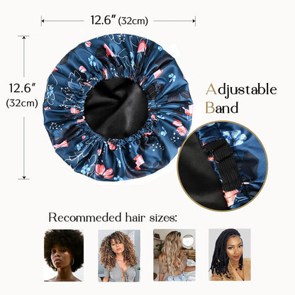 YANIBEST Adjustable Satin Bonnet Double Layer Hair Bonnet for Sleeping Bonnets for Women Hats Curly Natural Hair, Blush Pink