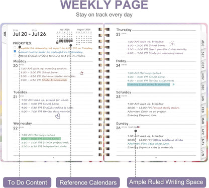 Planner 2026-2027, Weekly and Monthly Calendar Planner, JUL 2026 - JUN 2027 | A5(6.3'' x 8.5''), Hardcover, Agenda Book, Sprial Bound, Inner Pocket, Office and School Use