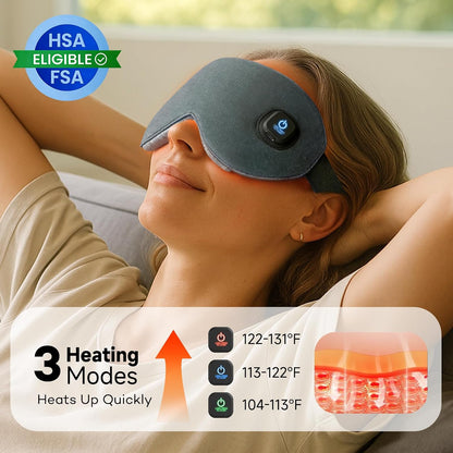 Ezona Cotton Cordless Heated Eye Mask, Warm Eye Compress Mask for Dry Eyes, Washable Eye Heating Pad for Travel, Dry Eyes, Blepharitis, Sinus Migraine (Blue)