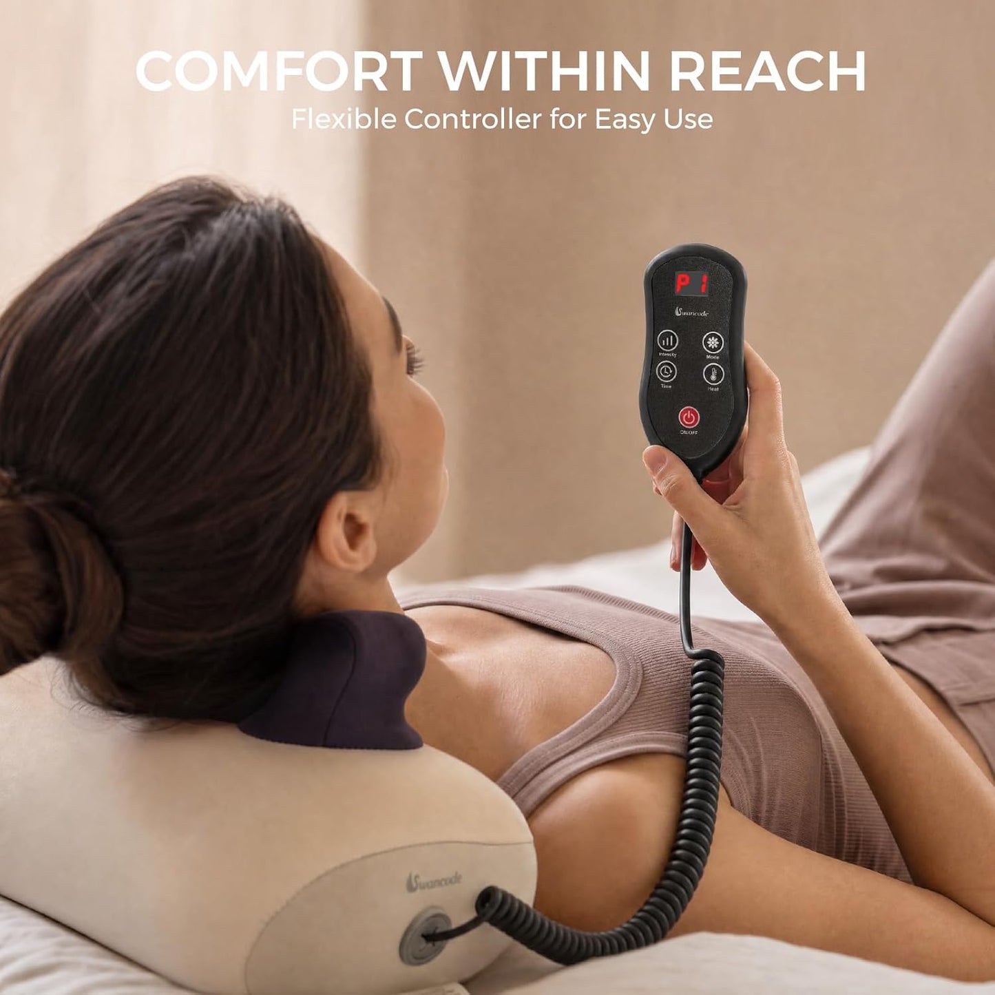 Upgraded Deep Tissue Neck Massager Pillow with Heat, Shiatsu Kneading Neck & Shoulder Massager for Pain Relief, Cordless Portable Massage Pillow for Home Office & Car, Grey & Blue