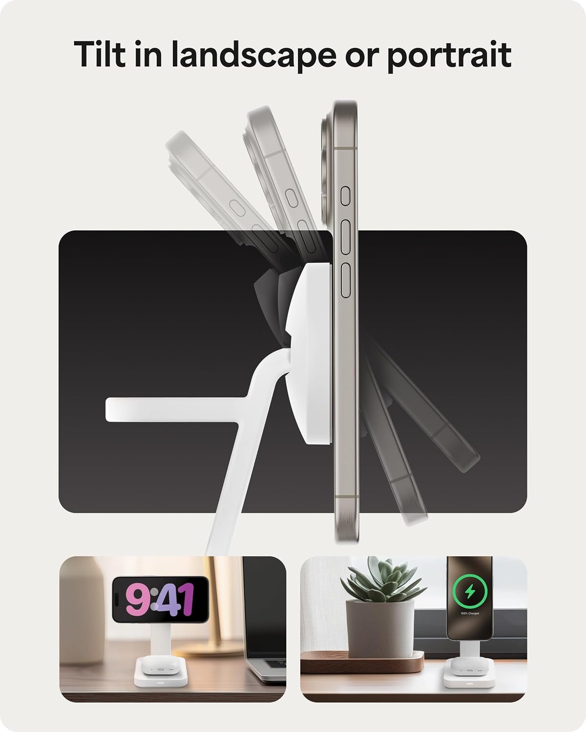 Mophie Snap+ 3-in-1 Wireless Charging Stand - MagSafe & Qi2 Certified