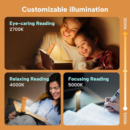 86lux Book Light, Rechargeable Reading Lights for Books in Bed, Ultralight Clip-on LED Bookmark Lamp with 3 Amber Colors & Stepless Dimming for Night Reading for Book Lovers, Papaya Orange