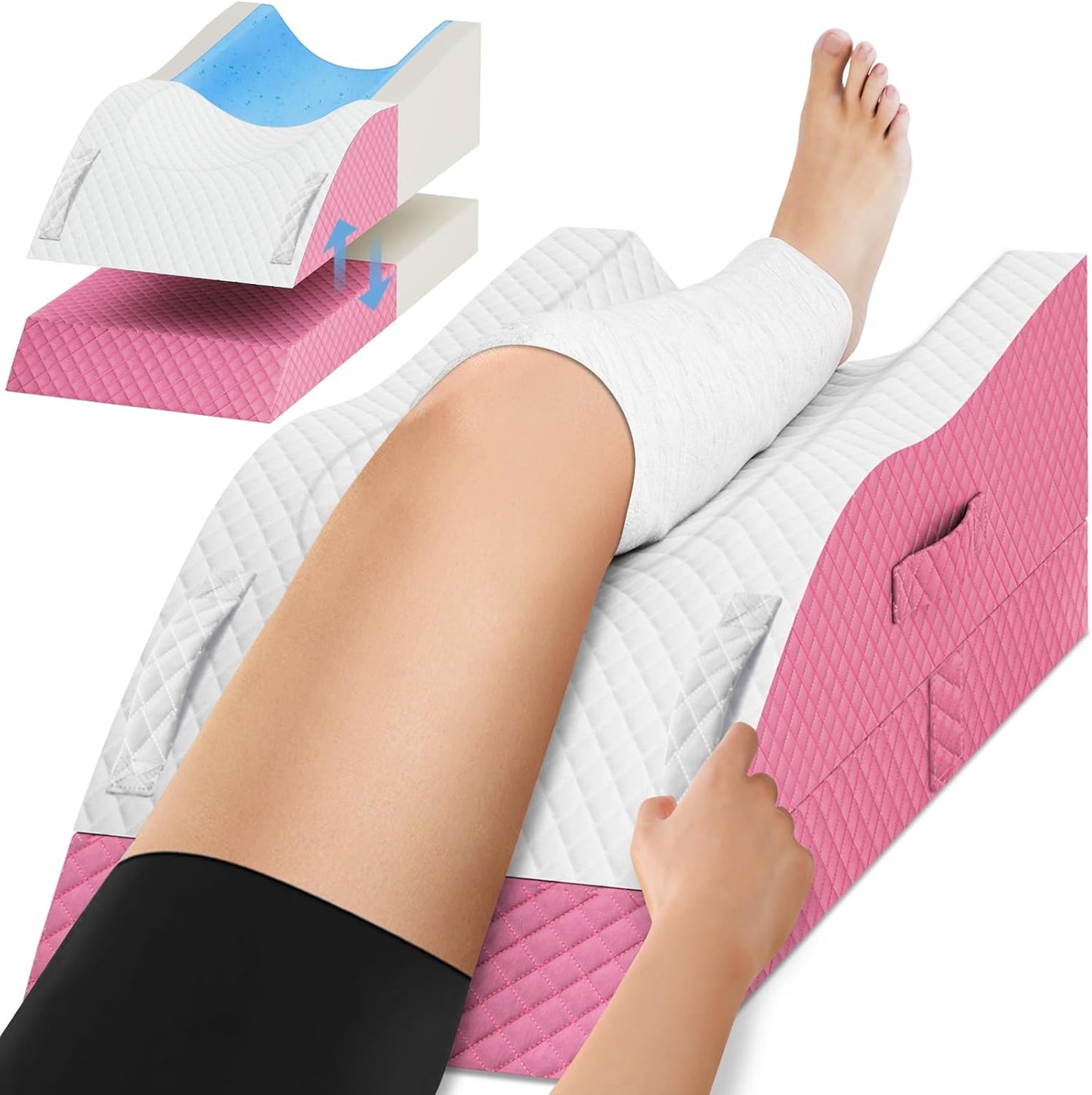 TranquilRelax Elevation Pillows for Leg After Surgery, Memory Foam Adjustable Wedge Pillow for Injury or Rest, Ankle Pillow for Sleeping Blood Circulation, Grey/Single Leg
