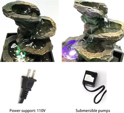 Indoor Tabletop Fountain with Light and Natural Waterfall Sounds