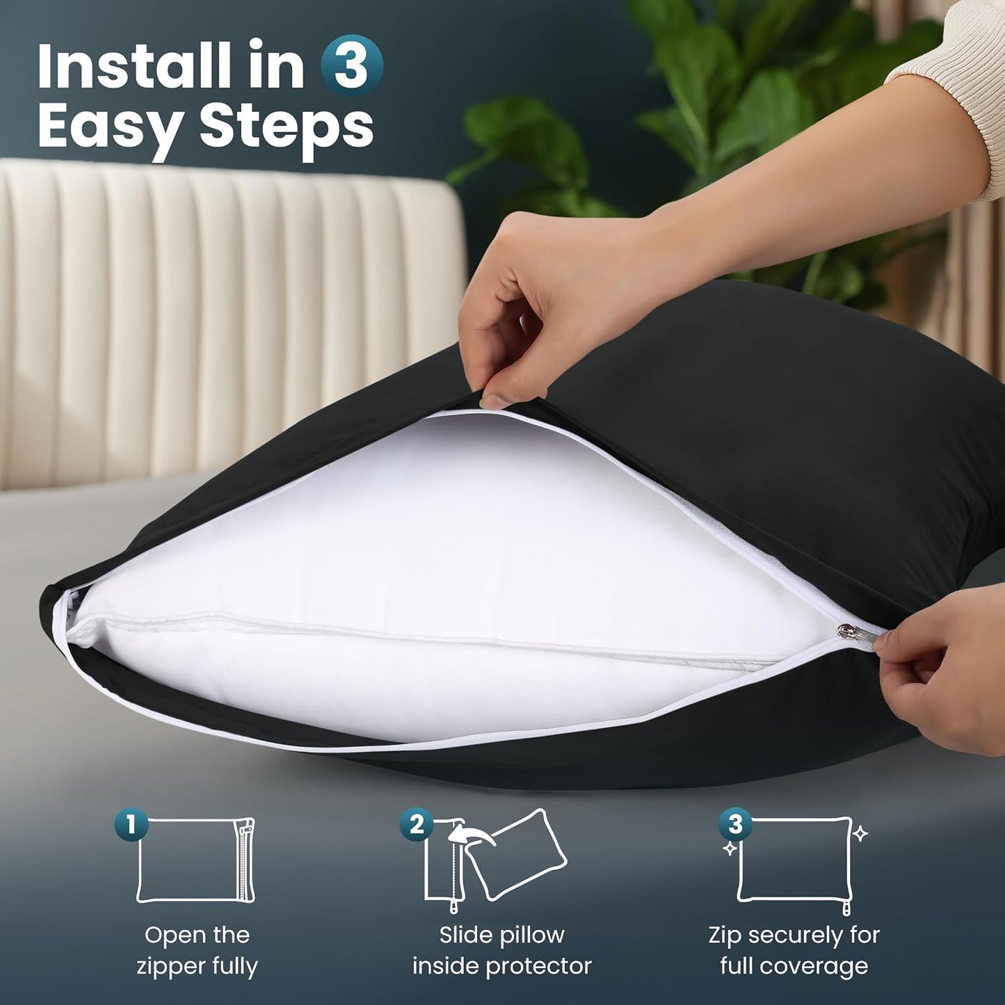 Utopia Bedding 4 Pack Pillow Protectors with Zipper Queen Size, Soft Brushed Microfiber Fabric Pillow Cases, Shrinkage and Fade Resistant Pillow Covers (White)