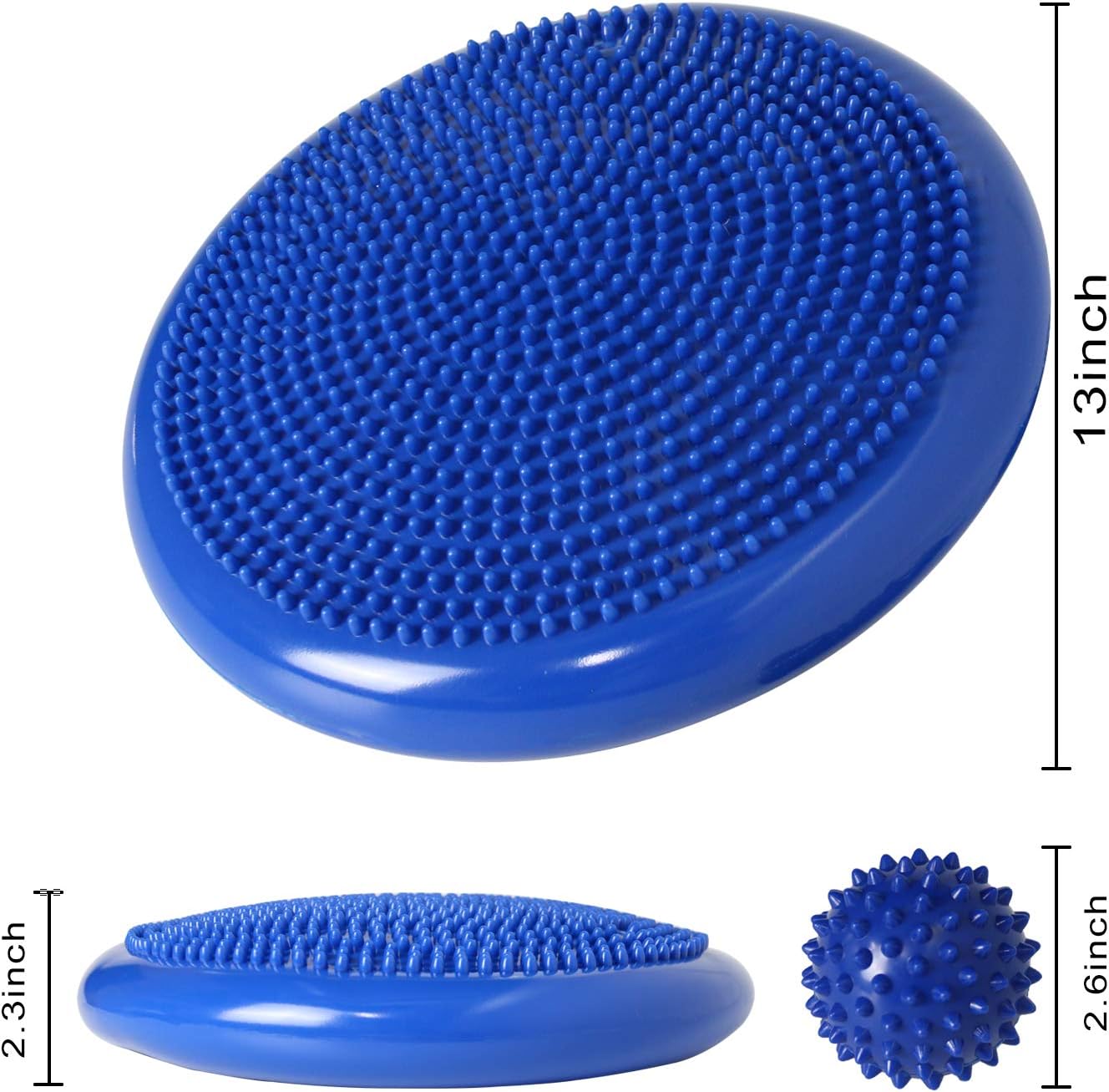 Wobble Cushion, Balance Disc, Wiggle Seat, Balance Pads for Physical Therapy, Stability Disc, Wobble Board for Dogs, Office, Sensory Kids, Classroom with Spiky Massage Ball