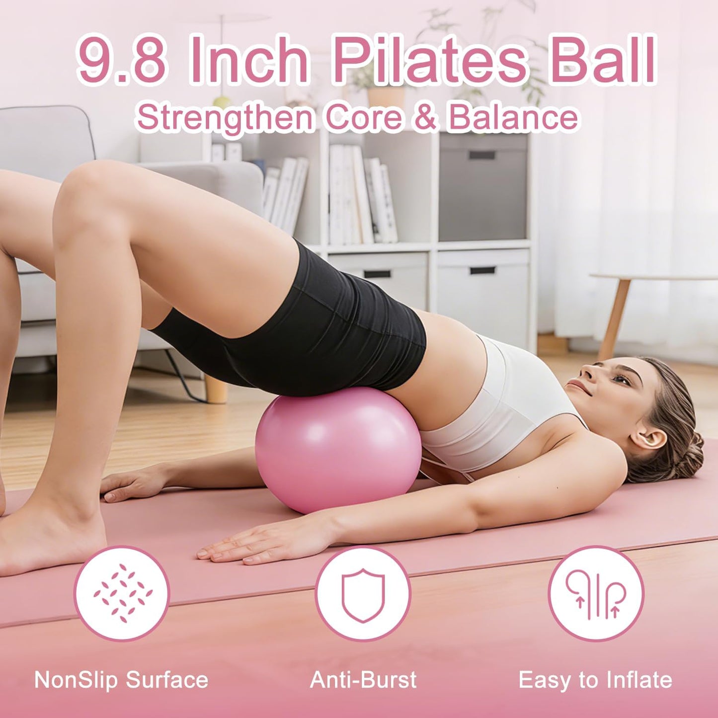 Pilates Kit for Home Workout: Pilates Ring and Ball Set for Women with Resistant Loops, Stretch Band & Storage Bag - Essentials Pilates Accessories Kit for Beginners Full Body Workouts