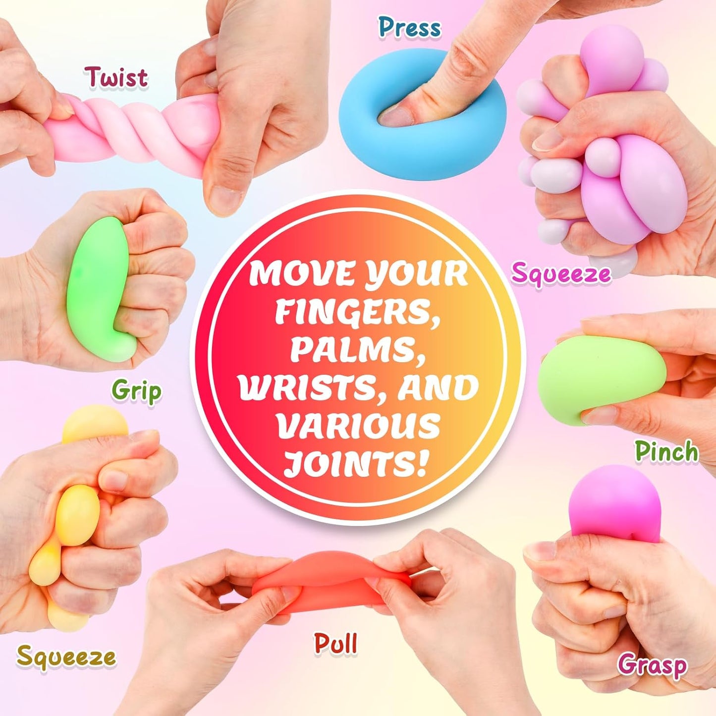 12 Pack Slow Rising Stress Ball,Stress Balls for Kids Adults,Stretchy Fidget Toys for Stress Relief,Hand Therapy Sensory Squishy Ball, Squishy Toys for Kids, Classroom Prize Box Party Favors