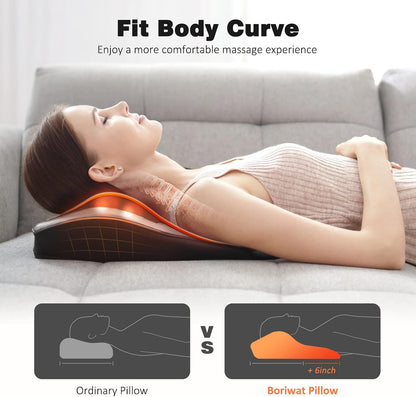 Boriwat Back Massager with Heat, 3D Kneading Massage Pillow for Back, Neck, Shoulder, Leg Pain Relief Deep Tissue, Gifts for Women Men Mom Dad