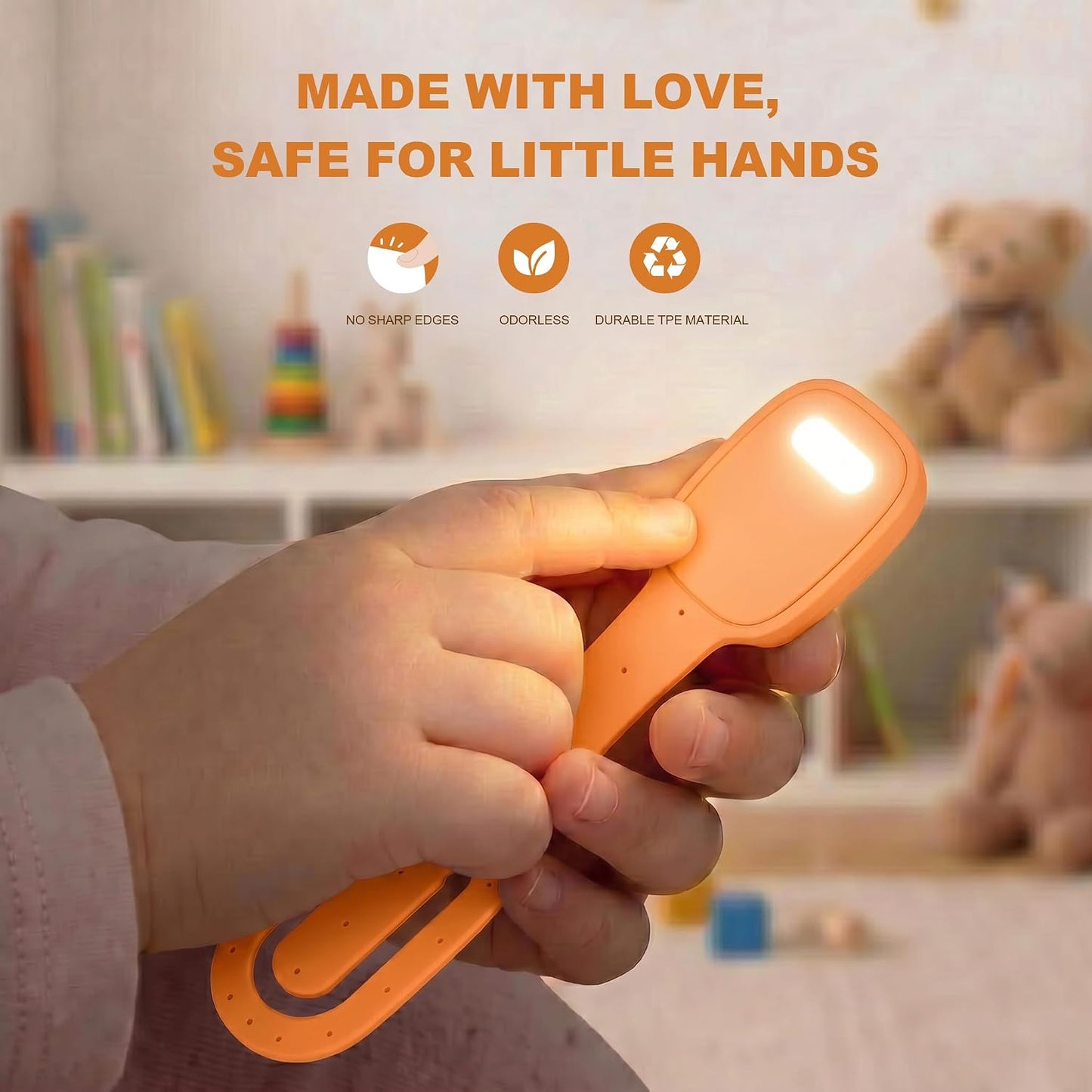 Rechargeable Kids Book Light, Cute Bookmark Reading Light for Kids, Dimmable Portable LED Book Light for Reading in Bed, Eye-Caring Bedtime Reading Lamp for Children & Travel, Black