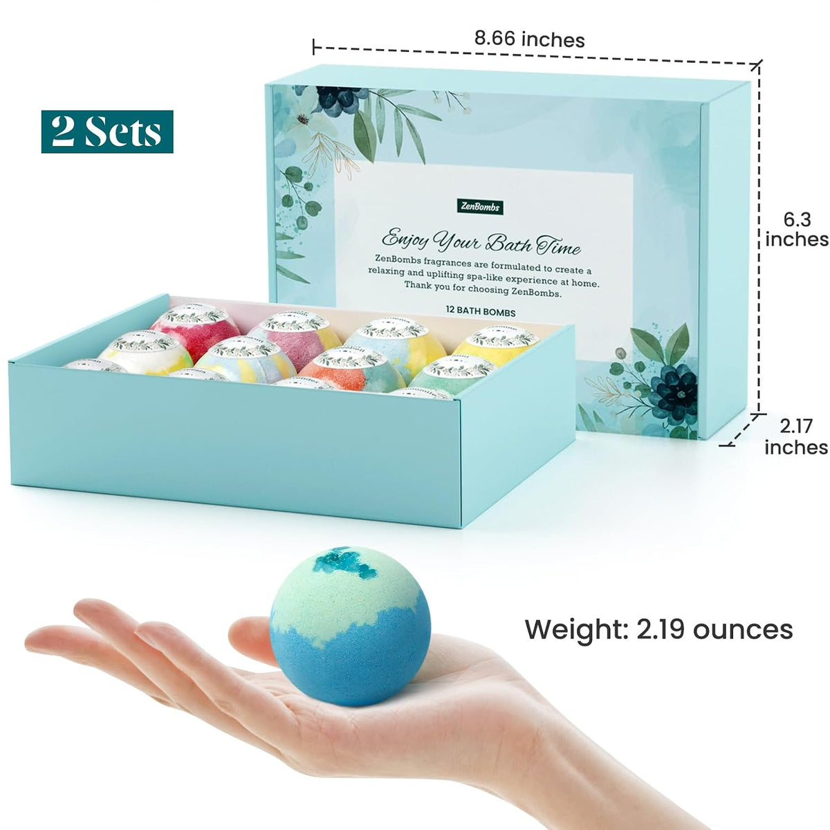 ZenBombs Bath Bombs for Women, Handmade Natural Bath Bomb with Shea Butter