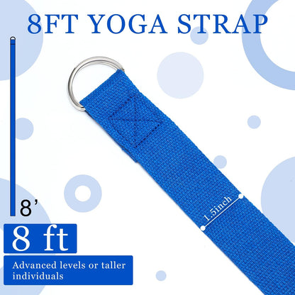 6 Pcs Yoga Straps for Stretching 8 Ft, Safe D Ring Buckle