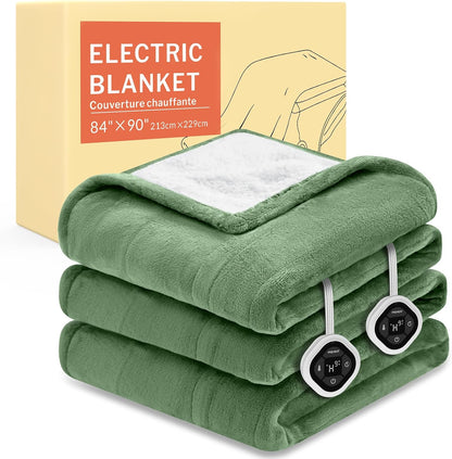 HOMLYNS LuxeHeat Heated Blanket Electric Blanket, Soft Flannel Sherpa Heated Throw, Heating Blanket with 5 Heat Settings, 3 hrs Timer Auto Shut Off (50x60 inches, Purple), Only for 120V Voltage Use