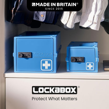 Lockabox Mini™ | Small Lock Box with Combination Lock (Half Letter Sized) | Mini Lockable Box for Small Medicines, Snacks & Mobile Phones | External Size 8.8 x 6.1 x 4.7 Inches (Crystal)