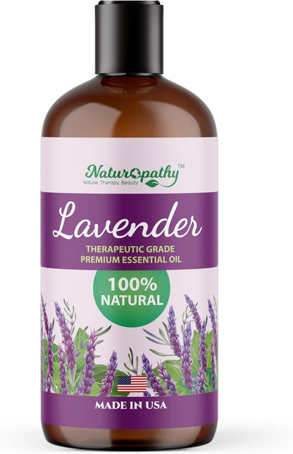 Naturopathy Lavender Essential Oil, 100% Natural Therapeutic Grade, Premium Quality Lavender Oil, 4 fl. Oz - Perfect for Aromatherapy and Relaxation